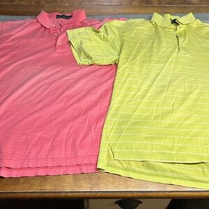 Robert Trent Jones Striped Golf Shirts SIze Large- Blackstone- Lot of 2